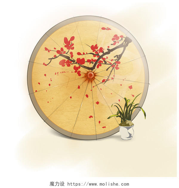 中国风手绘油纸伞